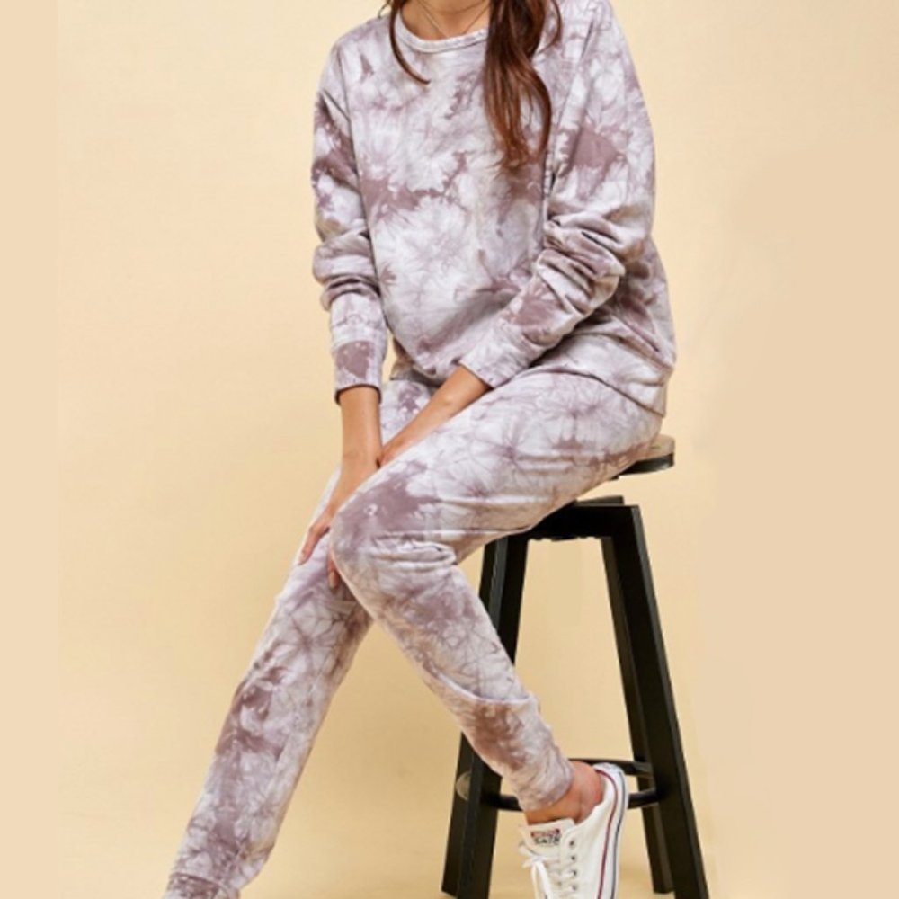 LAST ONE Size MED! Purple 100% Cotton Tie Dye Jogger Set